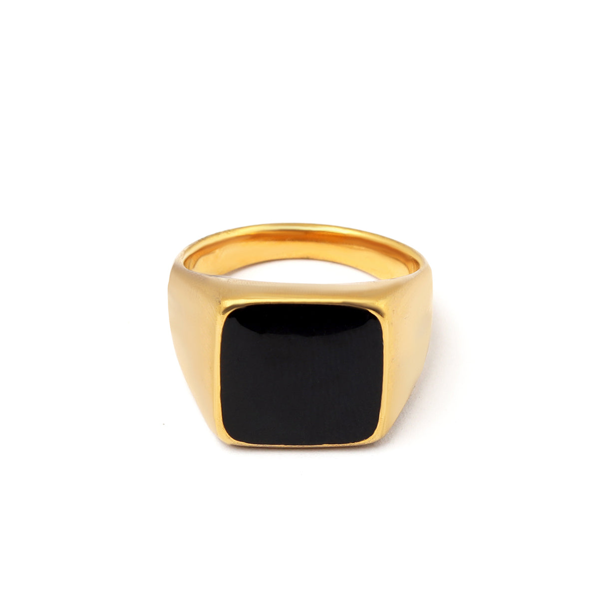 Golden Noir Square Obsidian Ring