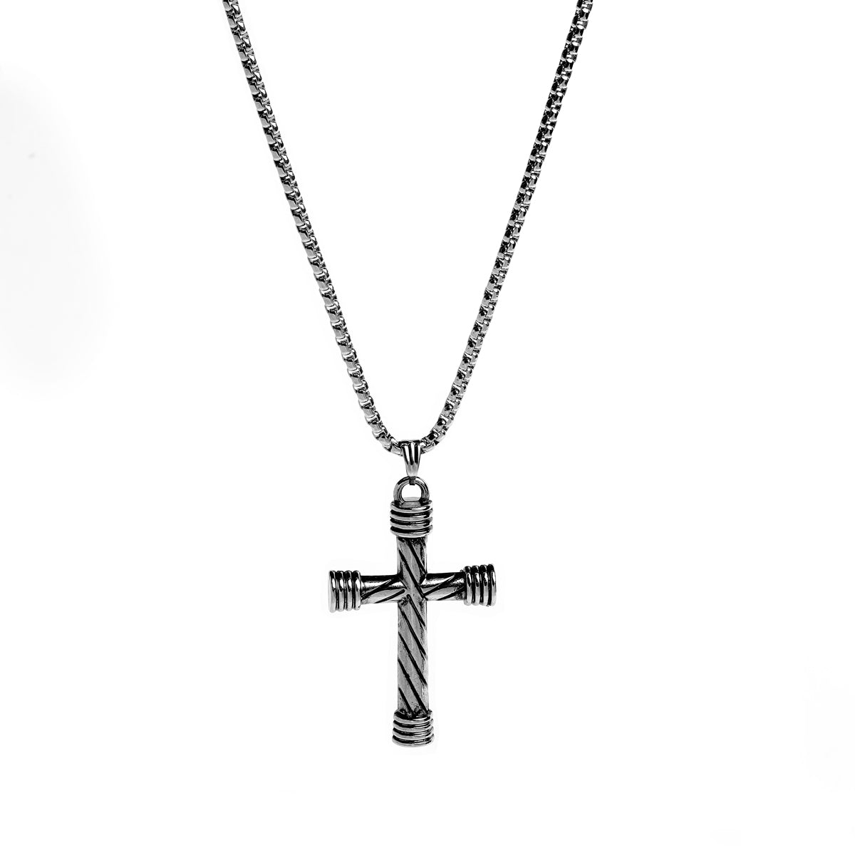 Bound Steel Cross Necklace