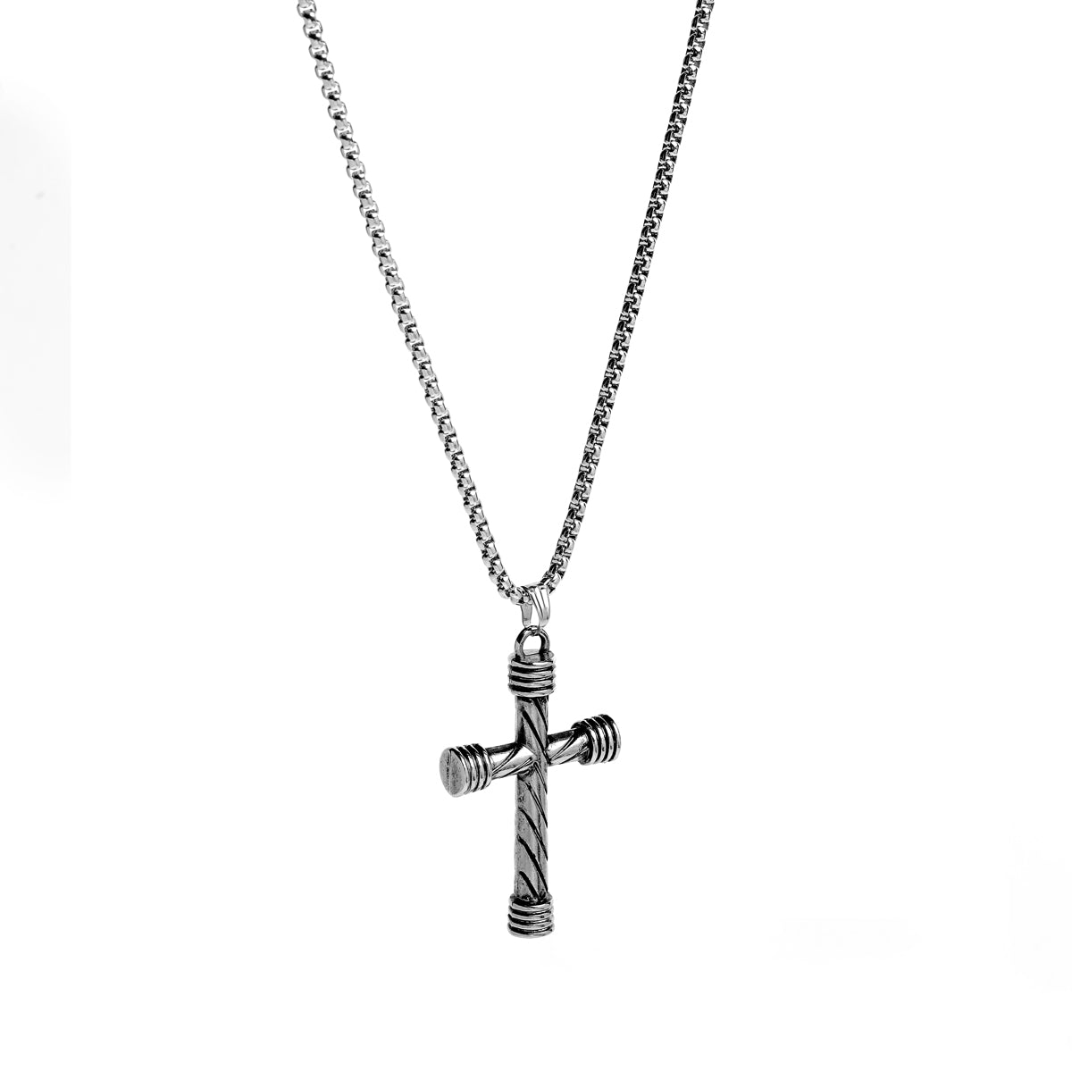 Bound Steel Cross Necklace