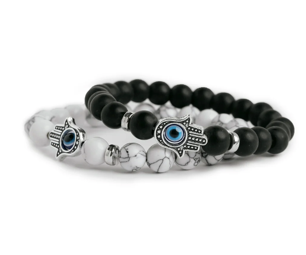 Double layer white black(2) and shadow guardian (2) bracelets, Set of 4 pieces